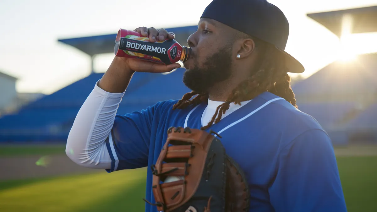 Vlad Guerrero Jr drinking Bodyarmor