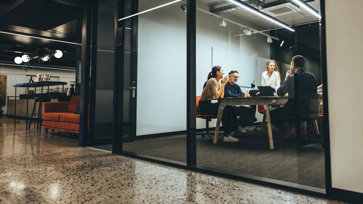 Business colleagues having a meeting in a boardroom