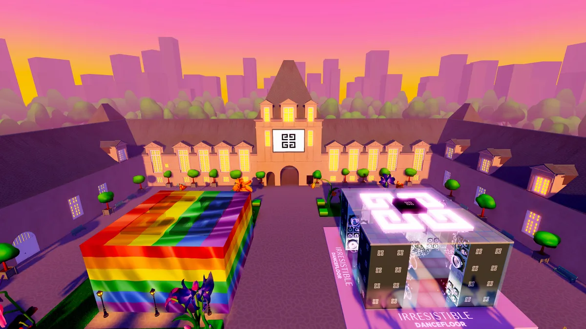 Givenchy Beauty's Roblox experience, the Givenchy Beauty House, overhauled in celebration of Pride Month.